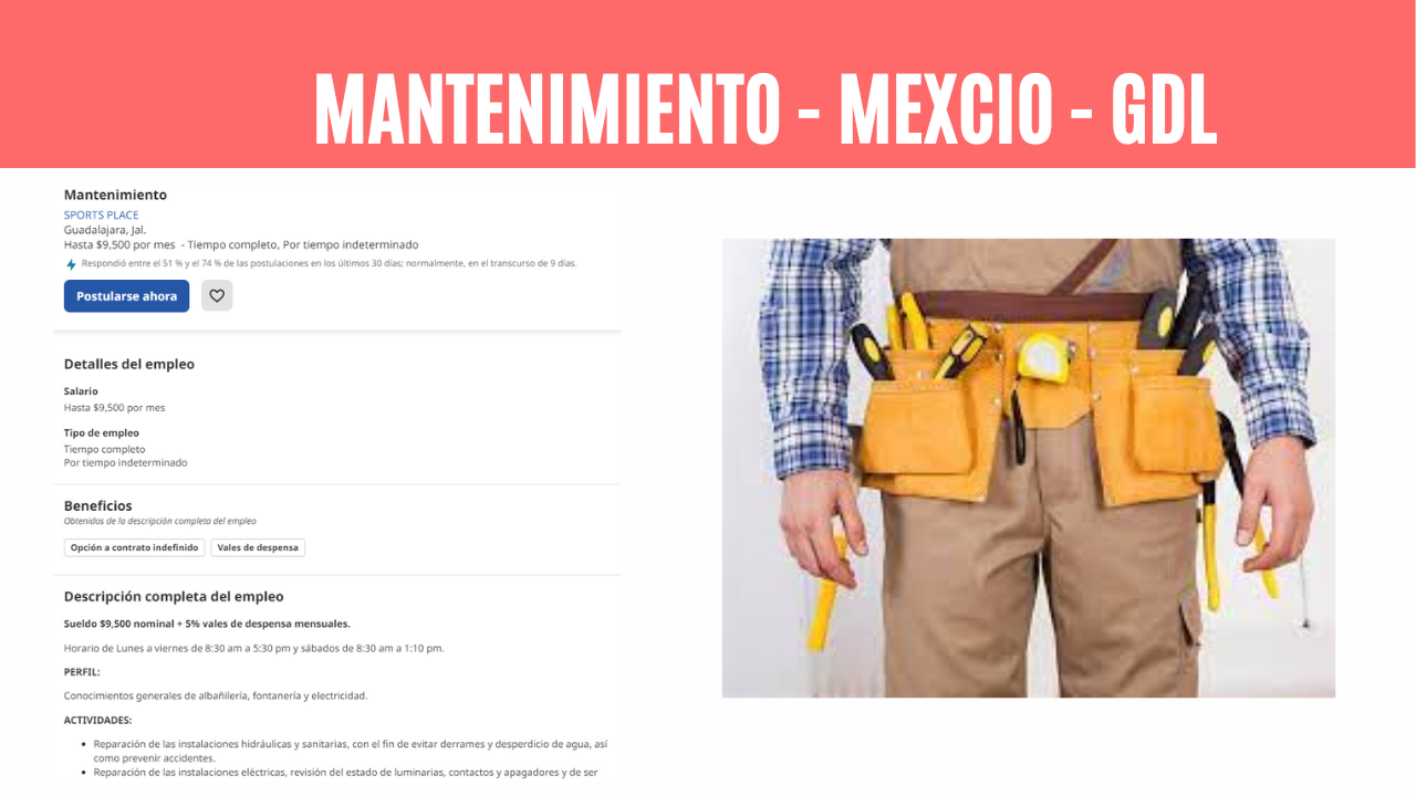 Mantenimiento – Oferta de empleo México  – GDL